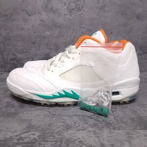 NIKE AIR JORDAN 5 Low NRG Lucky Good Golf Shoes‎ Mens 6.5 Womens 8 White Orange